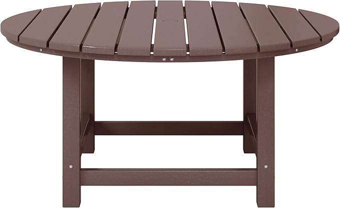 WestinTrends Dylan 5-Piece Outdoor Patio HDPE Adirondack Chair with Round Coffee Table Conversation Set, Dark Brown