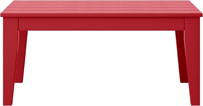 WestinTrends Malibu Low Outdoor HDPE Patio Rectangle Coffee Table, Red