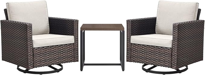 Rilyson Outdoor Patio Swivel Rocker Chairs - 3 Piece Wicker Patio Furniture Bistro Swivel Rocking Chairs Set with - Photo 7