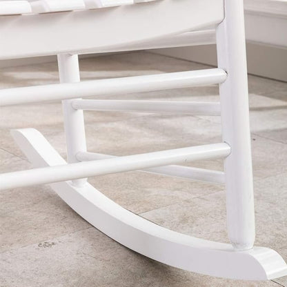 Outdoor Patio Wooden Rocking Chairs Set 2 Piece, Furniture Comfy Rockers for Adults Porch Lawn Room Outside Indoor, White