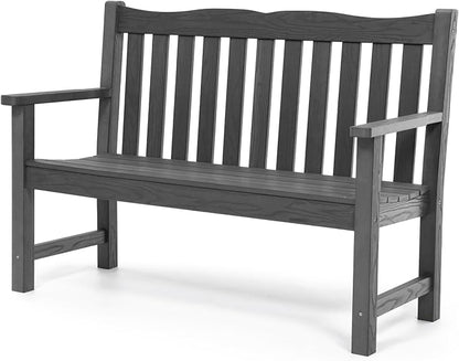 Stoog All-Weather Outdoor Bench & Chairs Set, 3-Piece Patio Furniture Set, Include 1 Garden Bench and 2 Garden Chairs, Never Rot or Fade, Grey