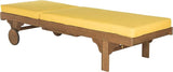 SAFAVIEH Outdoor Collection Newport Natural/ Yellow Cushion Built-in Side Table Adjustable Chaise Lounge Chair - Photo 7