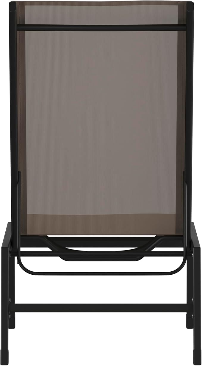 Flash Furniture Brazos Adjustable Chaise Lounge Chair, Outdoor Five-Position Recliner, All Weather, Black/Brown