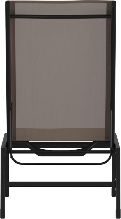 Flash Furniture Brazos Adjustable Chaise Lounge Chair, Outdoor Five-Position Recliner, All Weather, Black/Brown