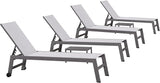 PURPLE LEAF Patio Chaise Lounge Set for 4 Outdoor Chaise Lounge Chair with Aluminum Frame and Easy-to-Move Wheels Pool - Photo 1