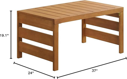 Alaterre Furniture Barton Outdoor Coffee Table - Weather-Resistant Eucalyptus Wood Slotted Table for Patio, Porch, Deck, or Poolside (Brown)
