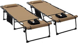Outsunny 2 Piece Folding Chaise Lounge with 5-Level Reclining Back, Tanning Chair with Face Hole - Photo 1