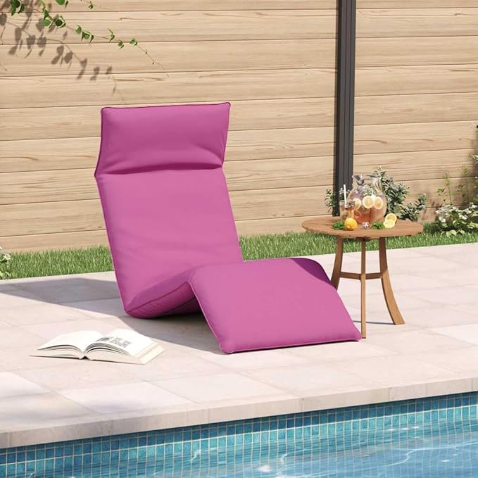 Pink Folding Sun Lounger 175x54x8.5 cm Outdoor Chaise Lounge with 5 Reclining Positions, Lightweight Portable Beach Lounge Chair for Garden Patio Poolside and Travel