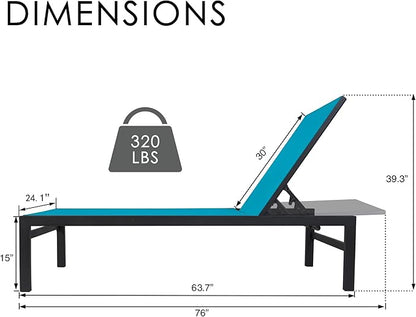 Kozyard Outdoor Chaise Lounge, Aluminum Frame and Textilene Fabric, Adjustable Reclining Patio Lounger for Poolside, Sunbathing & Backyard (Blue)