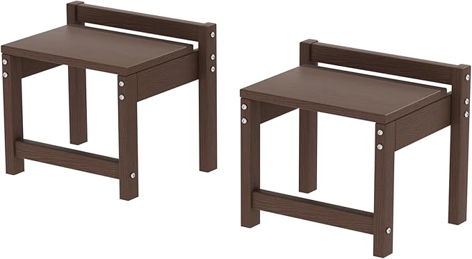 Stackable HDPE Foot Stool - All-Weather Indoor/Outdoor Seating for Patio, Living Room & Bathroom, Waterproof Windproof Heavy-Duty High-Density PE Step Stool, 2 Sets, Brown