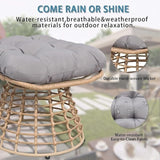 2 Pieces Swivel Outdoor Ottomans for Patio Foot Rest, PE Rattan Wicker Ottoman with Cushions - Photo 3