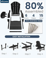 FOOWIN Folding Adirondack Chair Set of 6, HDPE Adirondack Chairs with Cup Holder - Photo 7