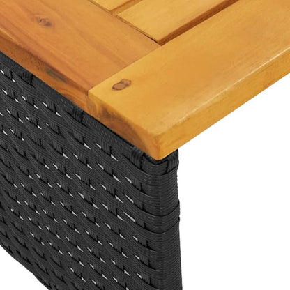 vidaXL L-Shaped Patio Sofa Set - Black Poly Rattan Outdoor Furniture with Acacia Wood Table and Cream White Cushions