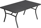 VICLLAX 63" Patio Dining Table for 6, Outdoor Rectangular Metal Table with Umbrella Hole for Porch Backyard Garden Deck - Photo 1