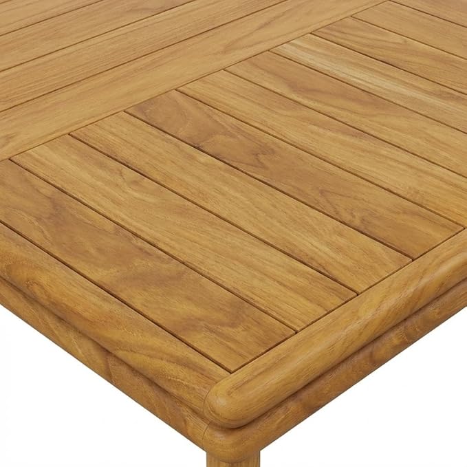 Brown Outdoor Patio Teak Wood Coffee Table, Solid Construction, Weather-Resistant Finish, Stylish Design for Garden, Deck, and Patio Use