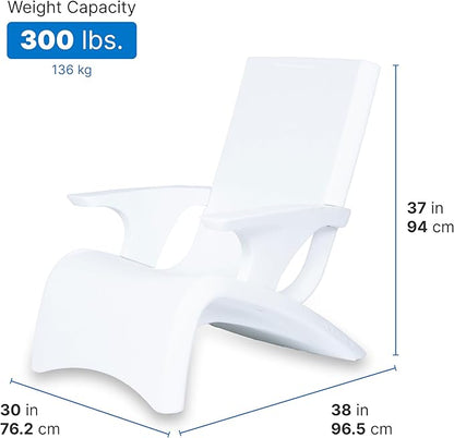 Step2 Vero Adirondack Chair, Stylish Poolside Lounger, Fade-Resistant, Waterproof Patio Furniture for Sun Shelf, Use in Pools up to 9-Inches of Water, Weighted, White