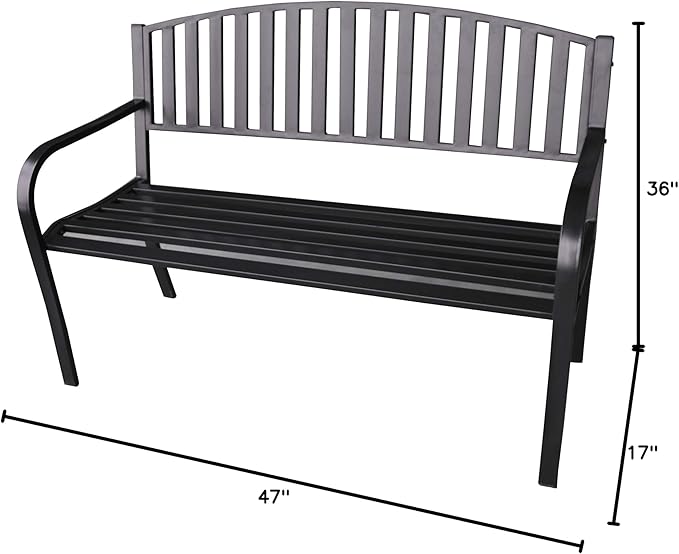 ABBLE 4 Ft. Steel Frame Outdoor Patio Garden Bench 2-Person Loveseats Outdoor Furniture Park Bench