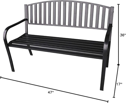 ABBLE 4 Ft. Steel Frame Outdoor Patio Garden Bench 2-Person Loveseats Outdoor Furniture Park Bench