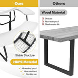 Round Picnic Table for Outdoors, 8 Person Outdoor Picnic Tables & Benches Set with Umbrella Hole - Photo 9