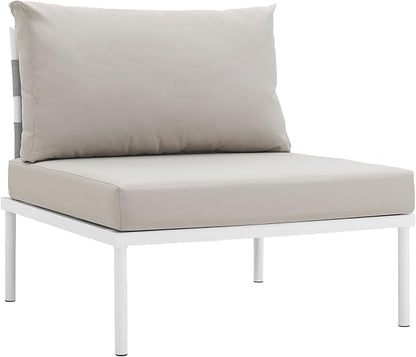 Modway EEI-2600-WHI-BEI Harmony Outdoor Patio Aluminum, Armless Chair, White Beige