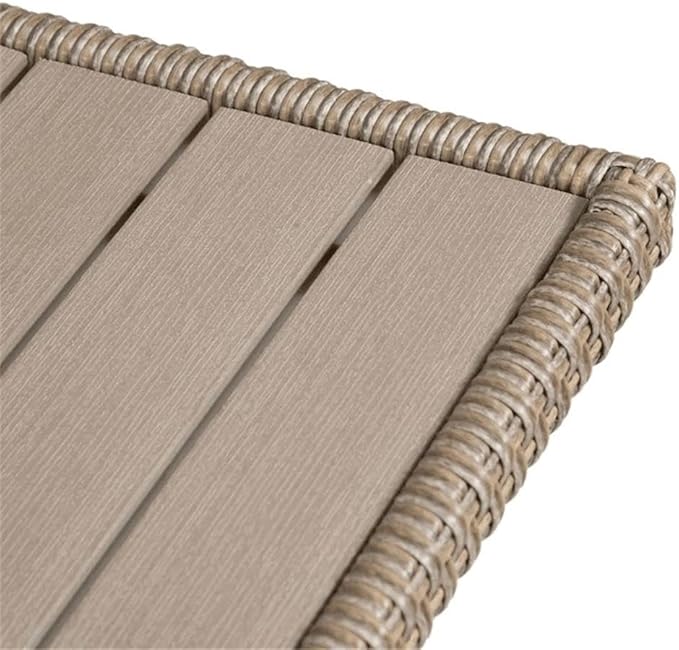 Pemberly Row Outdoor Patio Bistro Table, Natural PE Wicker/Rattan with Granite Base, Weather Resistant, 23.62 in Square, 29.13 in Height, Transitional Style Dining Table for Balcony, Deck or Patio Use