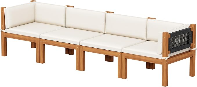 Devoko Patio Sectional Furniture Set 4 Pieces Outdoor Sectional Sofas with Coffee Table - Photo 7