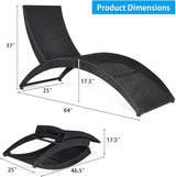 COSTWAY Folding Rattan Lounge Chair Outdoor, Patio Wicker Chaise Lounge with Soft Cushion - Photo 3