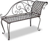Outdoor Chaise Lounge Chairs Scroll Pattern Sun Lounger Recliner Iron Metal Deck Chair for Balcony Patio Garden - Photo 1