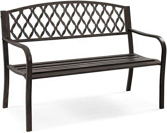 Outdoor Bench Nordic Retro Outdoor Metal Garden Bench Hollow Mesh Decorative Bench Suitable for Outdoor Courtyard Balcony Terrace Park Benches for Outside