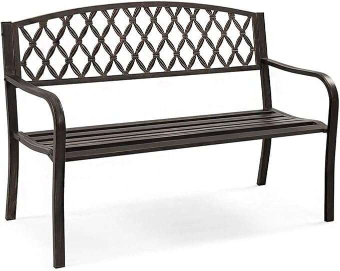 SLEEVE Garden Benches for Outdoors Nordic Retro Outdoor Metal Garden Bench Hollow Mesh Decorative Bench Suitable for Outdoor Courtyard Balcony Terrace Porch Bench Outside Bench