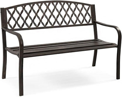 SLEEVE Garden Benches for Outdoors Nordic Retro Outdoor Metal Garden Bench Hollow Mesh Decorative Bench Suitable for Outdoor Courtyard Balcony Terrace Porch Bench Outside Bench
