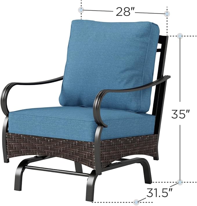 Sophia & William Extra Large Outdoor Patio Motion Sofa Chairs Set 2 PCS Heavy-Duty Metal Porch Furniture with High Back - Photo 8