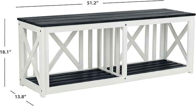 SAFAVIEH Outdoor Collection Branco Dark Slate Grey Bench