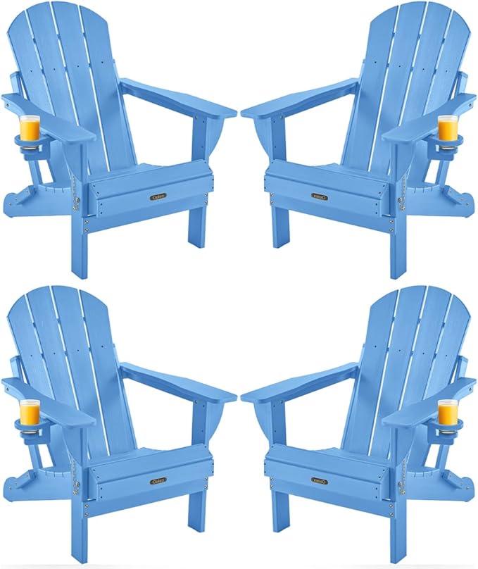 Ciokea Folding Adirondack Chairs Set of 4, Patio Adirondack Chair Weather Resistant - Photo 1