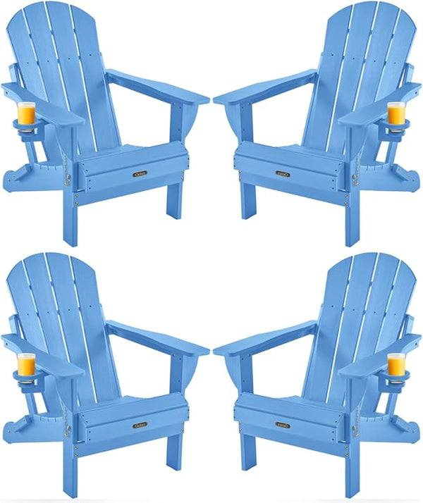 Ciokea Folding Adirondack Chairs Set of 4, Patio Adirondack Chair Weather Resistant - Photo 1