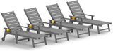 YEFU Lounge Chair Outdoor Set of 4: Outdoor Chaise Lounge with 5-Level Adjustable Backrest, Cup Holders & Wheels - Photo 1