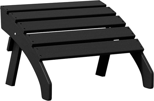 Costaelm Portside Outdoor Patio HDPE Adirondack Ottoman Footrest, Black