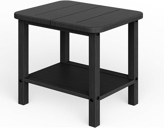 Patio Side Table, Small Rectangular HDPE Adirondack End Table for Outdoor Use in Pool, Garden, Lawn, Backyard,Black