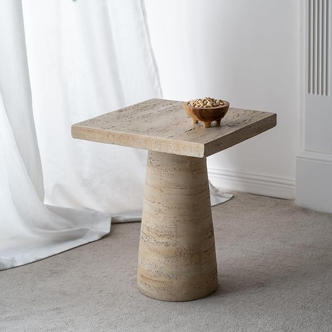 Faux Stone Side Table Square End Table, Patio Small Drink Table for Small Spaces - Photo 6