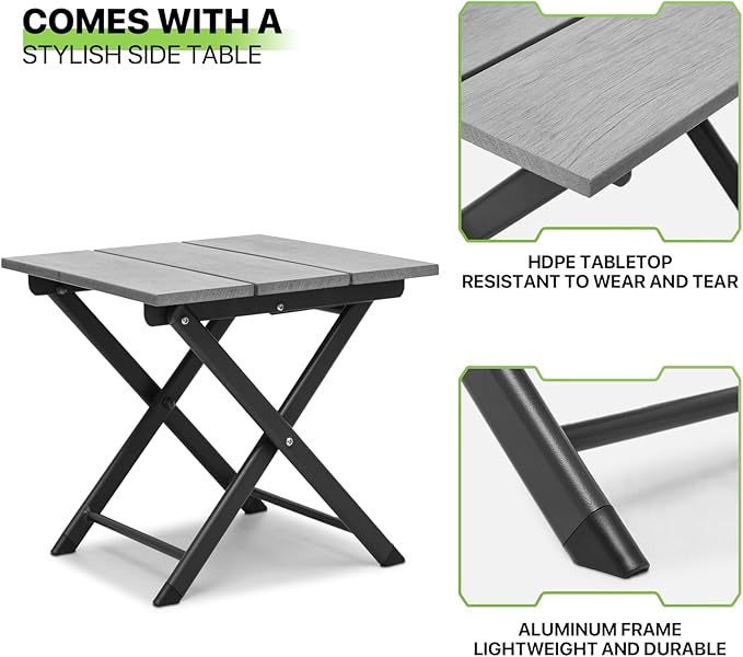 Magshion Outdoor Chaise Lounge Chair Set of 2 with Folding Side Table - Photo 7