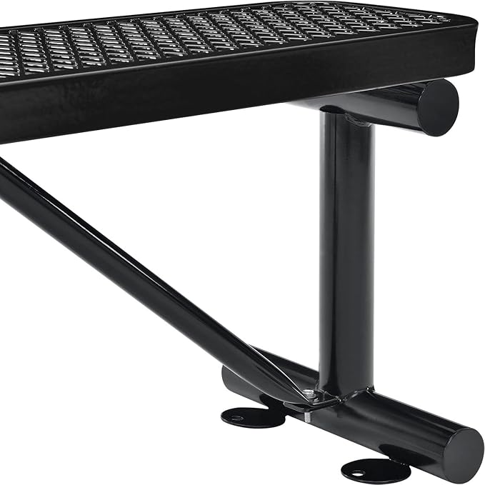 Global Industrial 4'L Heavy Duty Expanded Metal Mesh Flat Bench with Steel Frame, Portable Outdoor Bench, 1000 lbs Capacity, Black, 48" L x 14-1/2"W x 18" H