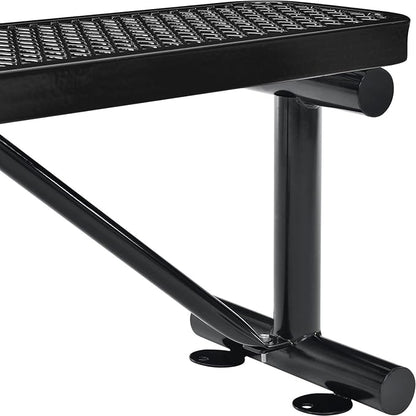Global Industrial 4'L Heavy Duty Expanded Metal Mesh Flat Bench with Steel Frame, Portable Outdoor Bench, 1000 lbs Capacity, Black, 48" L x 14-1/2"W x 18" H