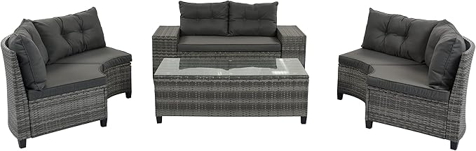 Quarte Outdoor Patio Furniture Sets, 8-Pieces All Weather Wicker Round Sofa Set, Half-Moon Sectional Sets - Photo 8