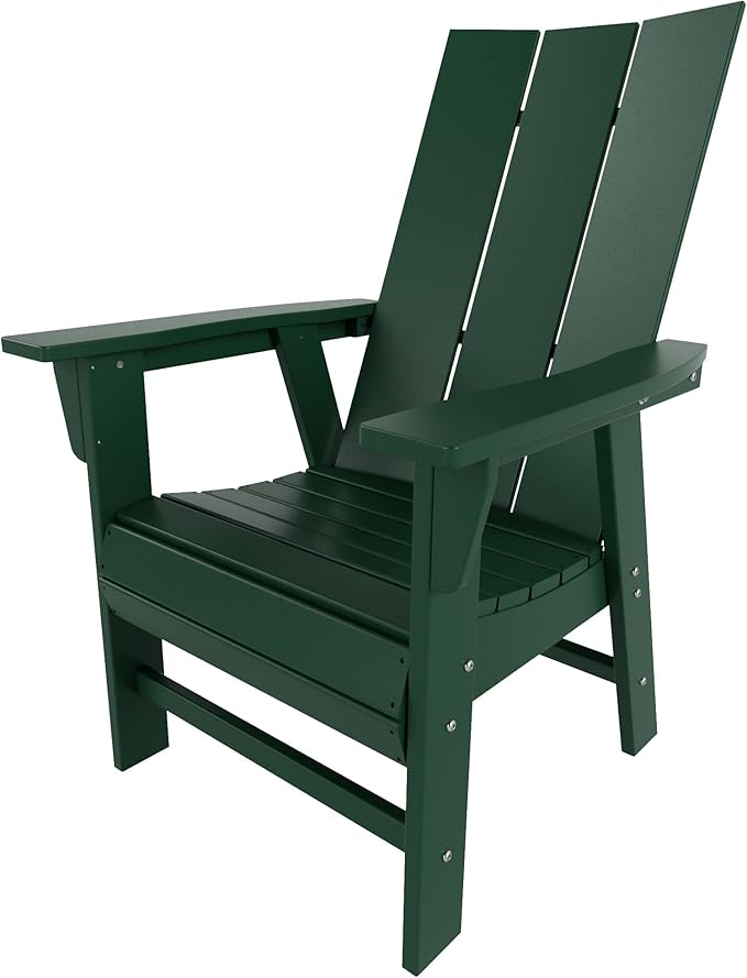 WO WESTIN OUTDOOR HDPE Shoreside Modern Curveback Adirondack Dining Chair,Dark Green