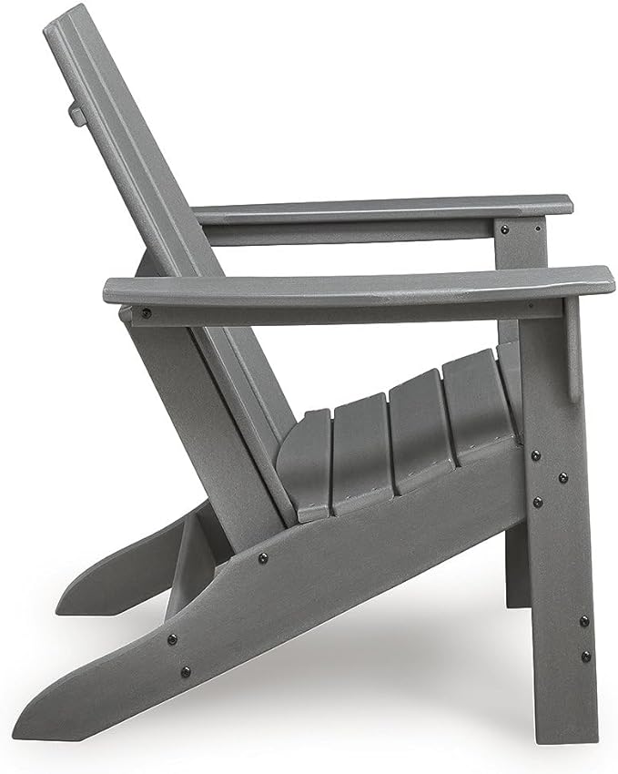 Signature Design by Ashley Lone View Bay Casual Weather Resistant Outdoor Adirondack Chair with High Back, Gray