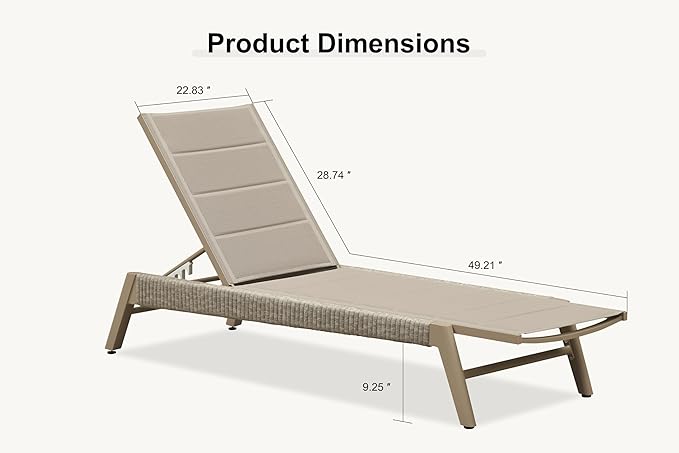 PURPLE LEAF Outdoor Chaise Lounge 2 Pieces Chair Patio Aluminum Recliner for Poolside with Adjustable Backrest Chairs - Photo 2