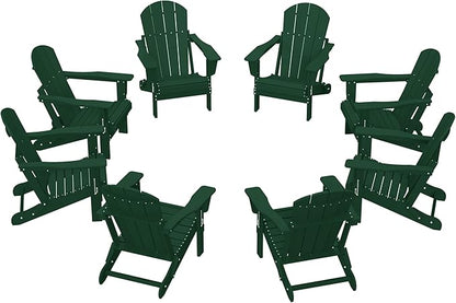 WestinTrends Malibu Malibu Outdoor Folding Poly Adirondack Chair (Set of 8), Dark Green