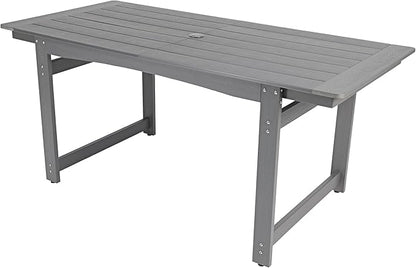 67" Outdoor Dining Table with Umbrella Hole, HIPS All-Weather Rectangular Patio Table for Outdoor/Indoor Use, Grey