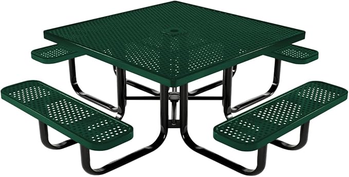 COATEDOUTDOORFURNITURE Heavy-Duty Portable Outdoor Kids Table with Umbrella Hole, Punched Steel Kids Picnic Table - Photo 1