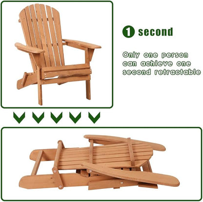 FDW Folding Adirondack Chair, All Weather Patio Chair Outdoor Fire Pit Chair for Patio Lawn Garden Backyard Deck Pool Beach